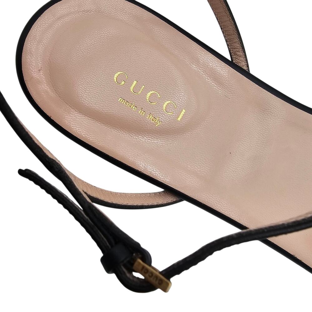 Gucci GG Marmont Flat Sandal Black Leather Ankle Strap Size 40.5 US 10.5 - Picture 13 of 13